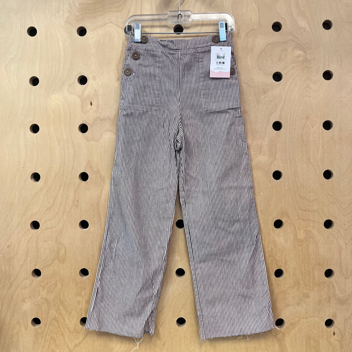 Brown Striped Raw Hem Sailor Pants