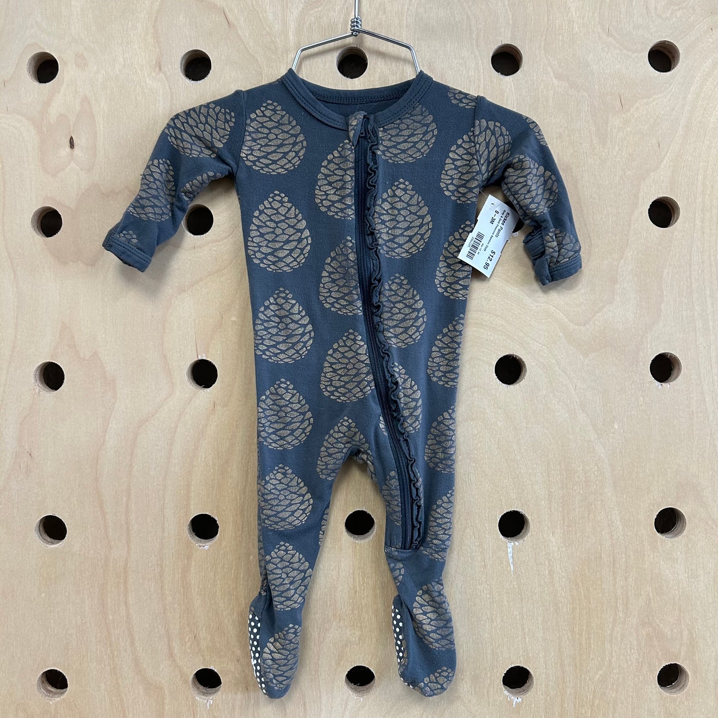 Grey & Gold Pinecone Bamboo Zippy