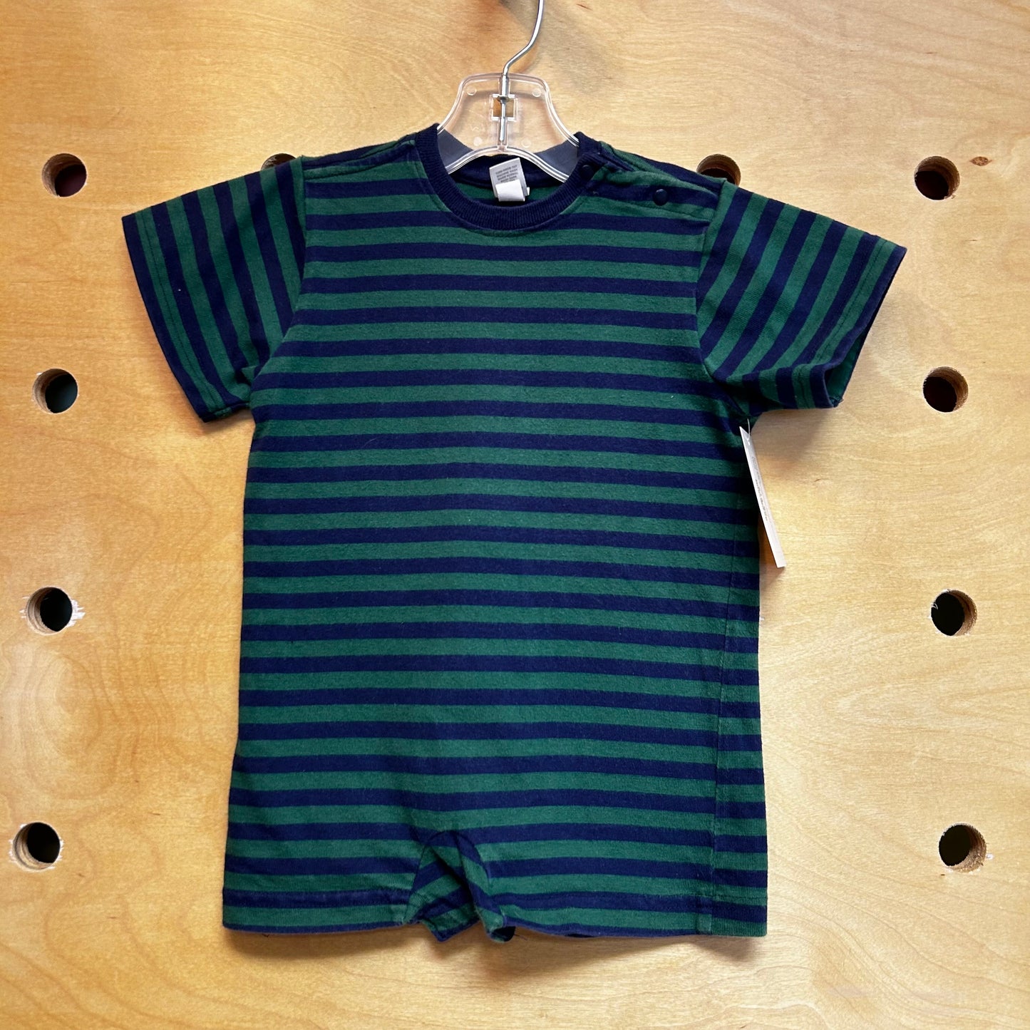 Lands End Green/Blue Striped Romper