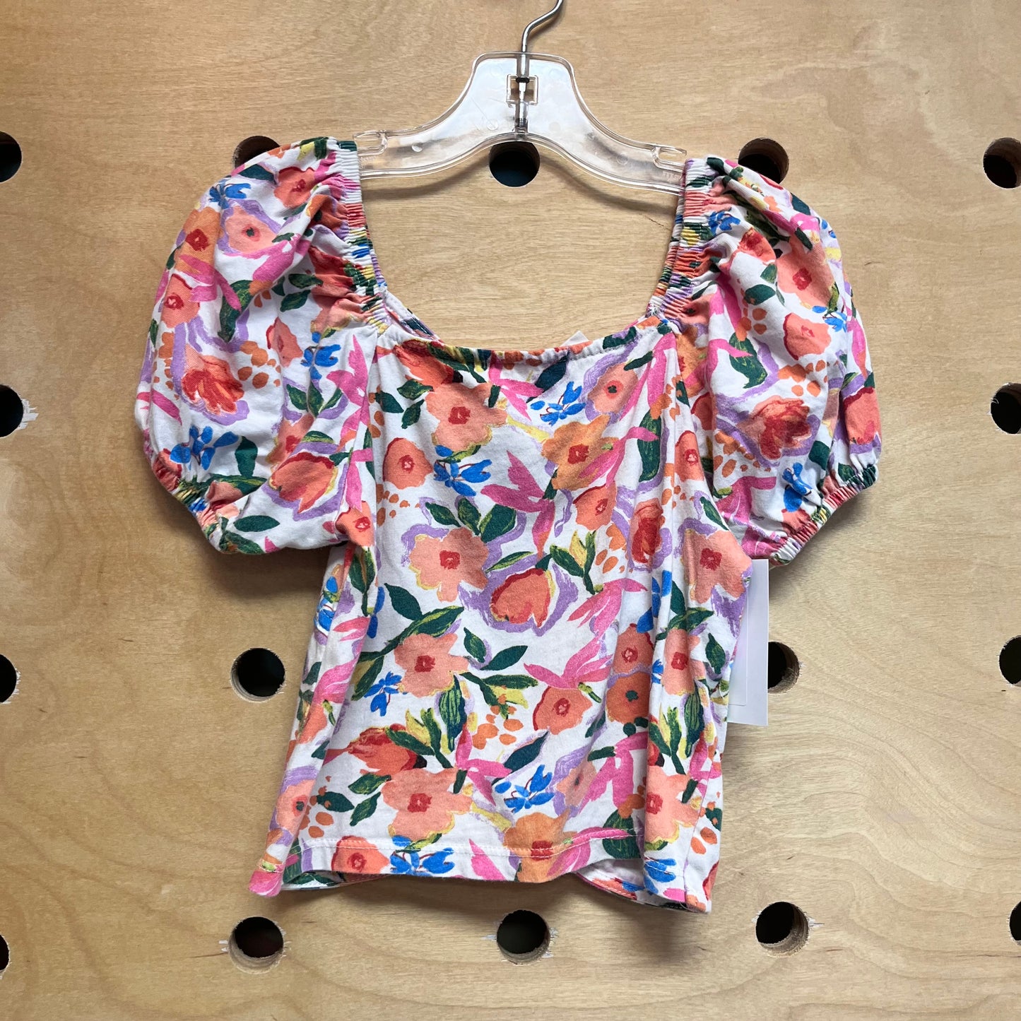 White Abstract Floral Top