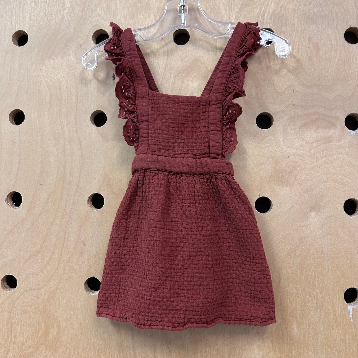 Burgundy Eyelet Pinafore Jumper