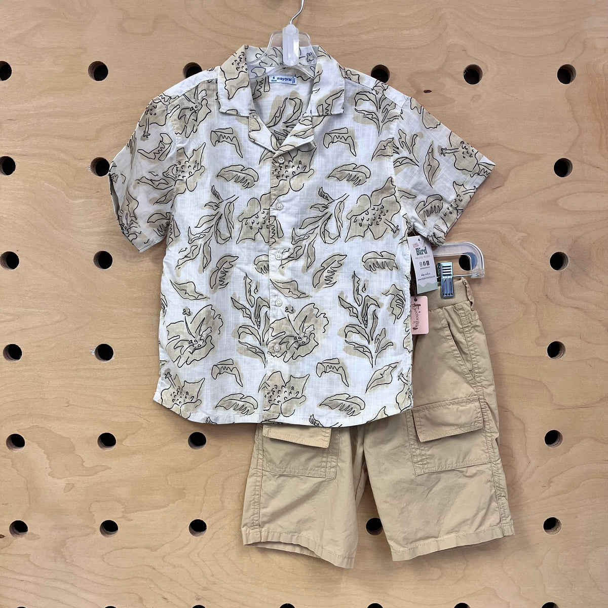 Beige Button Up & Cargo Shorts NEW!