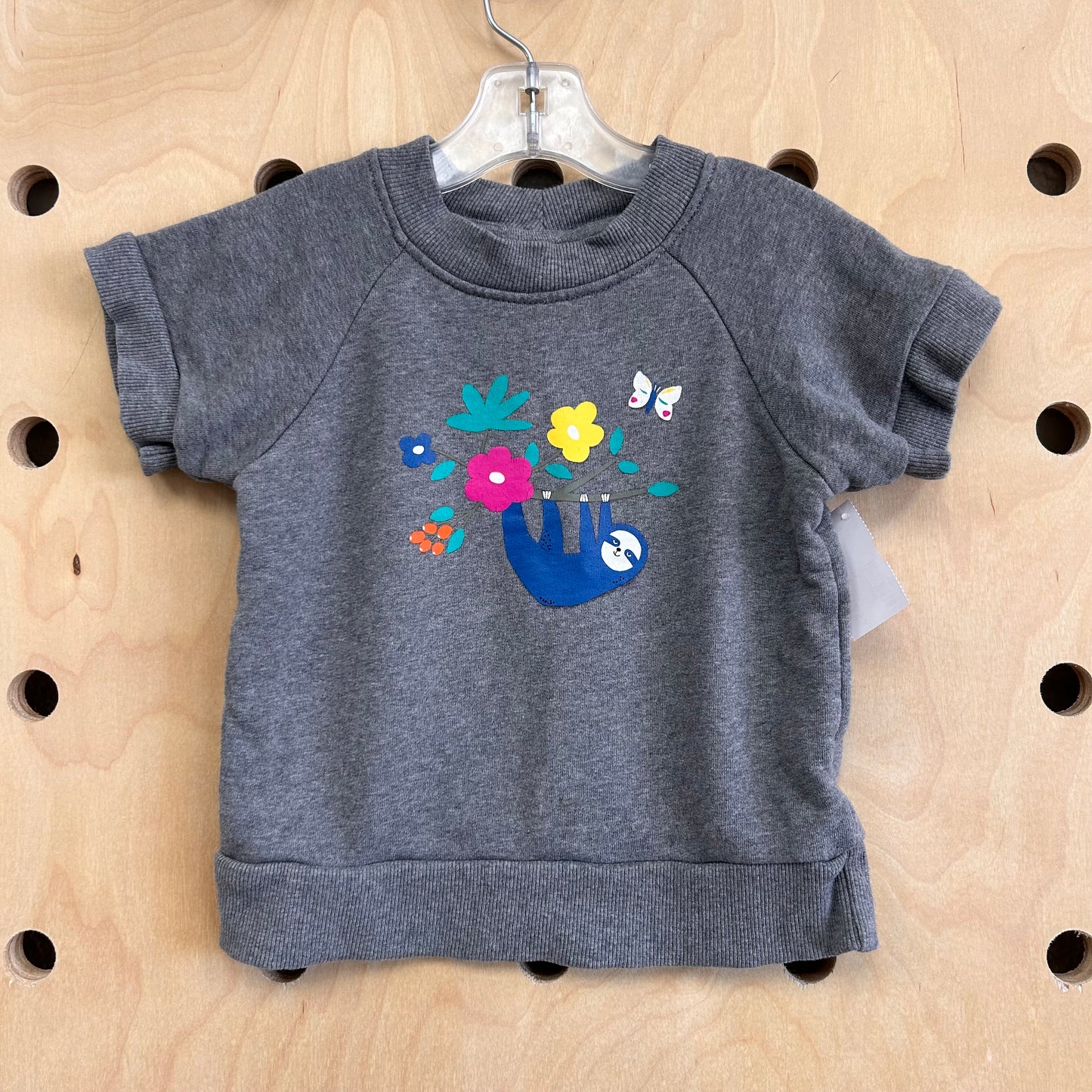 Grey Floral Sloth Fleece Top