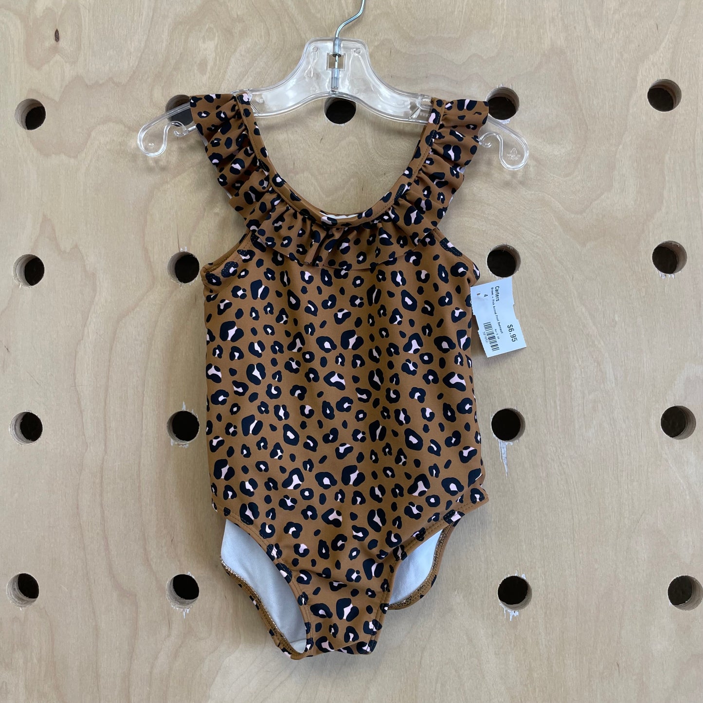 Brown + Pink Animal Print Swimsuit