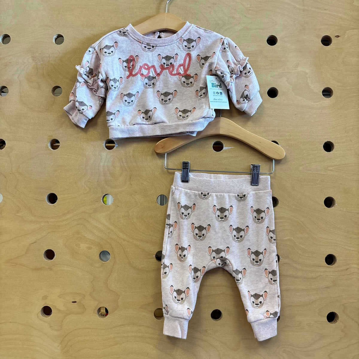 Pink Embroider Loved Deer Outfit