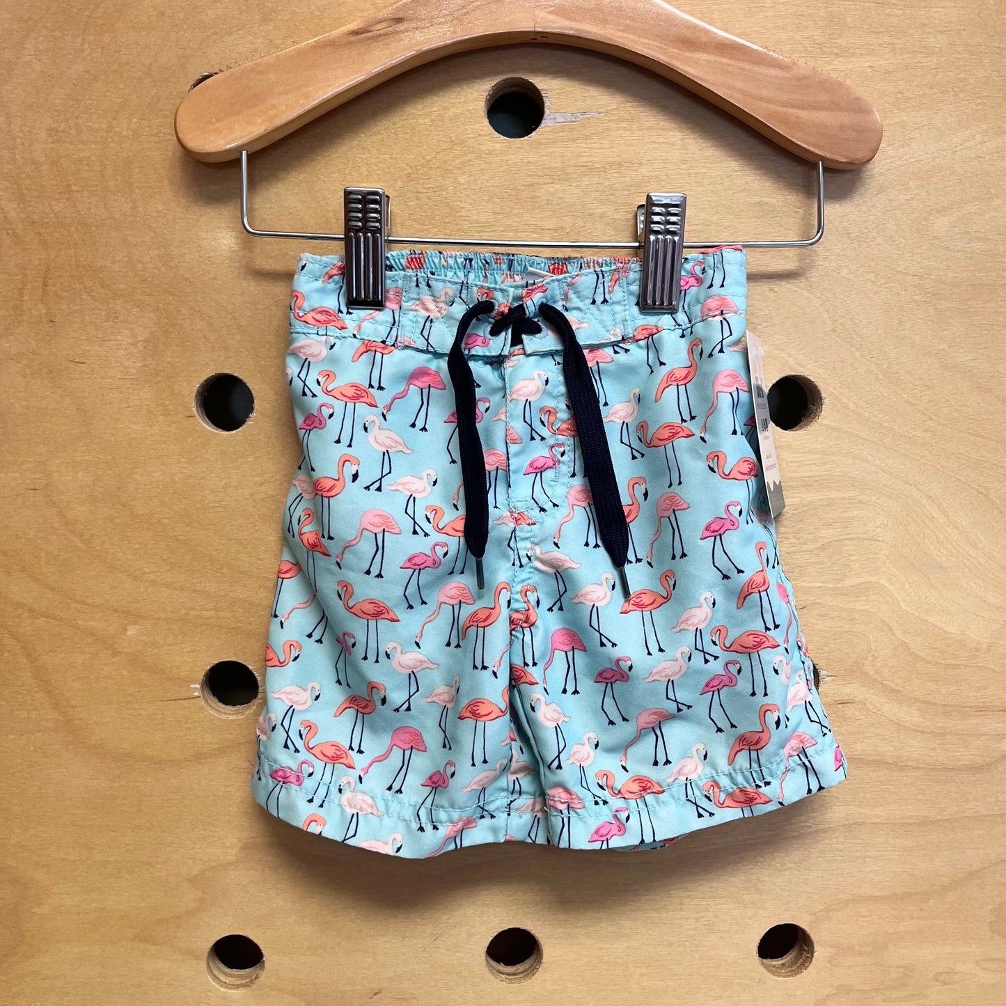 Aqua/Pink Flamingos Swim Trunks