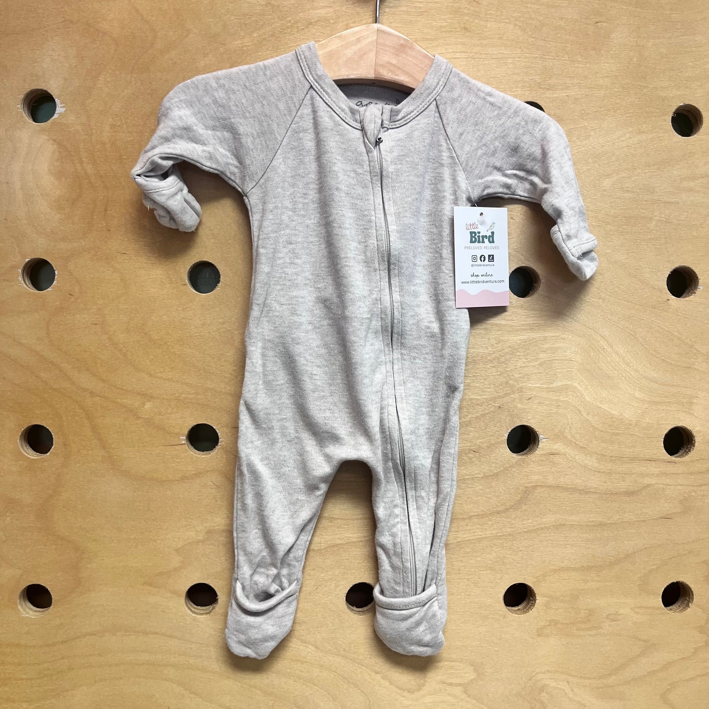 Organic Grey 2-Way Zip Footies