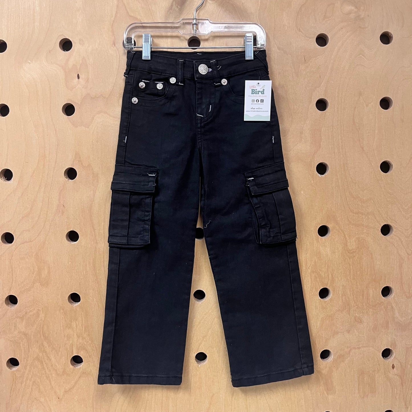 Black Denim Cargo Pants