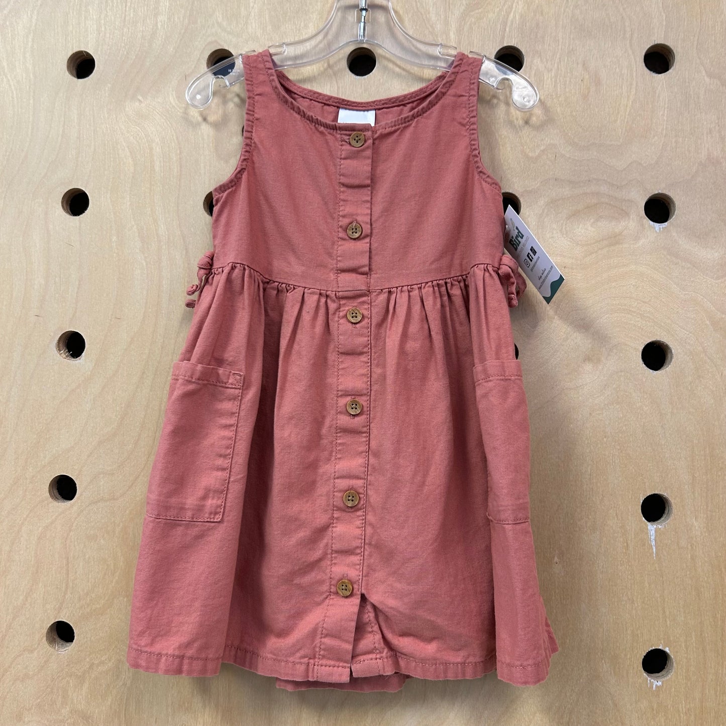 Organic Terracotta Button Linen Blend Dress