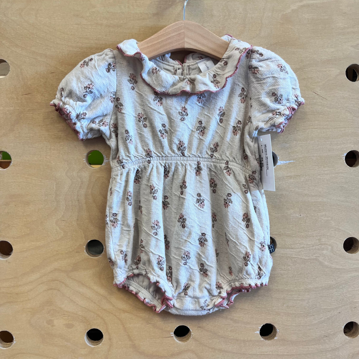 Cream/Pink Floral Collared Romper