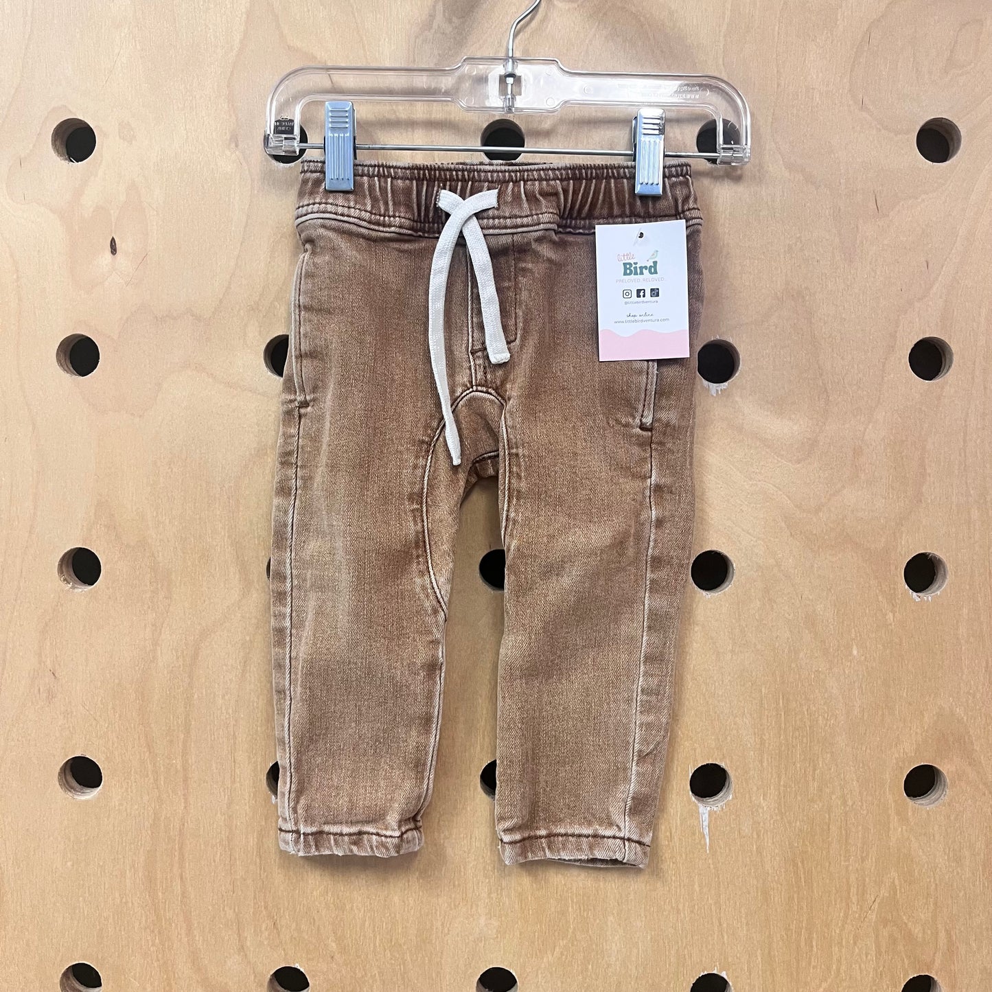 Brown Denim Drawstring Pants