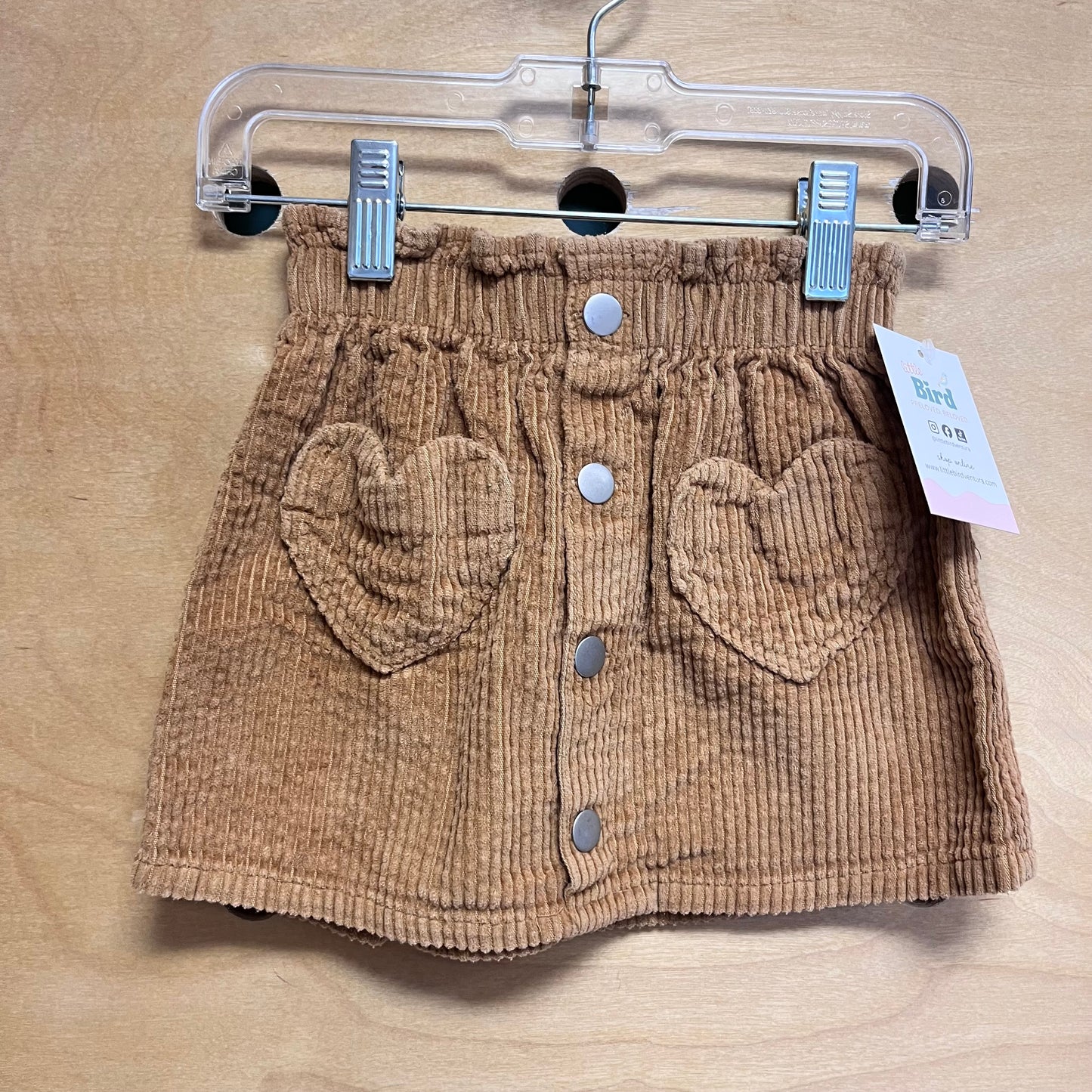 Brown Cord Heart Pocket Skirt