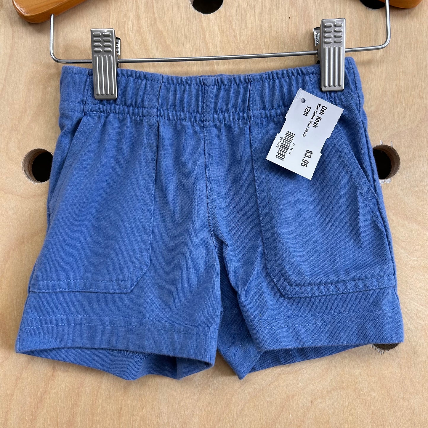 Blue Elastic Waist Shorts