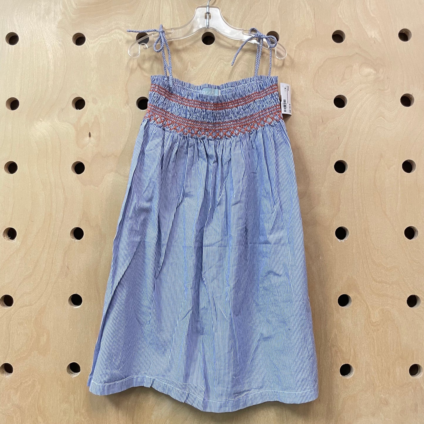 Blue Striped Embroidered Dress