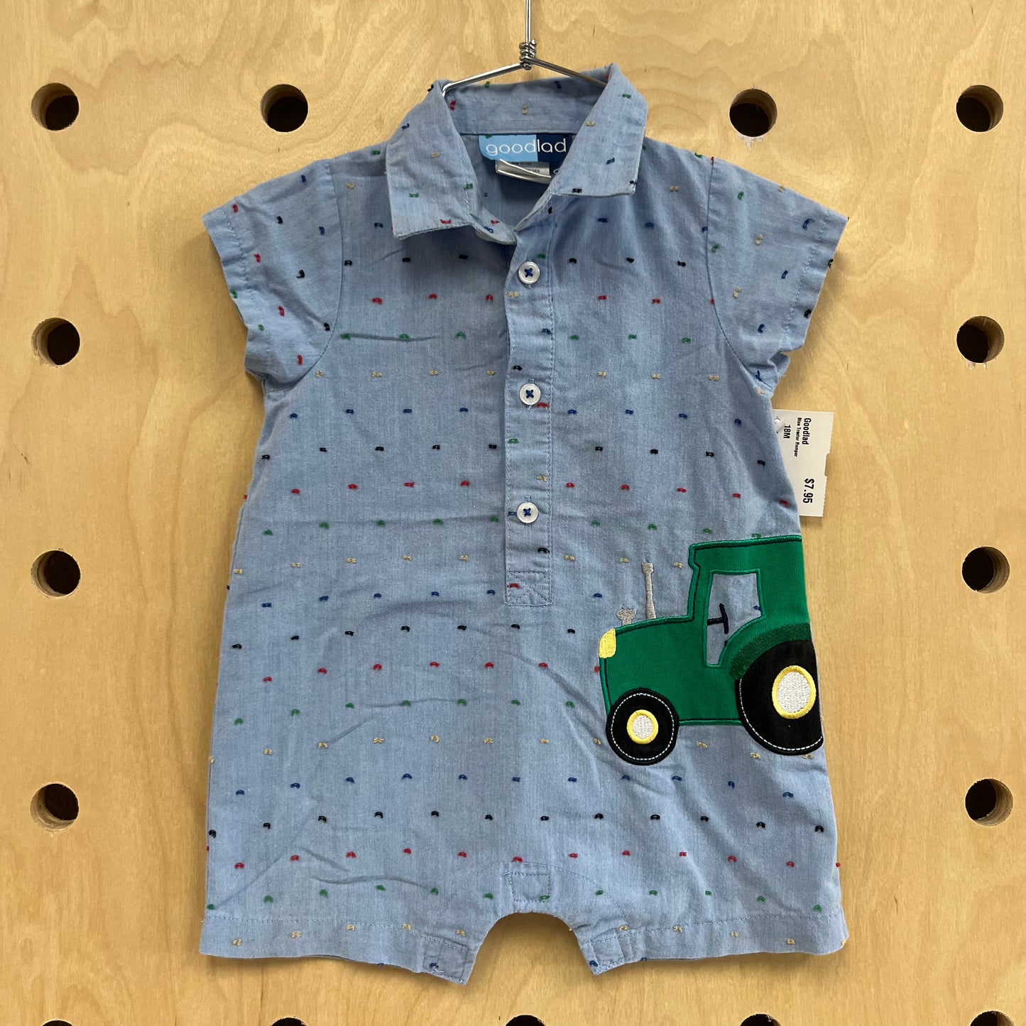 Blue Tractor Romper