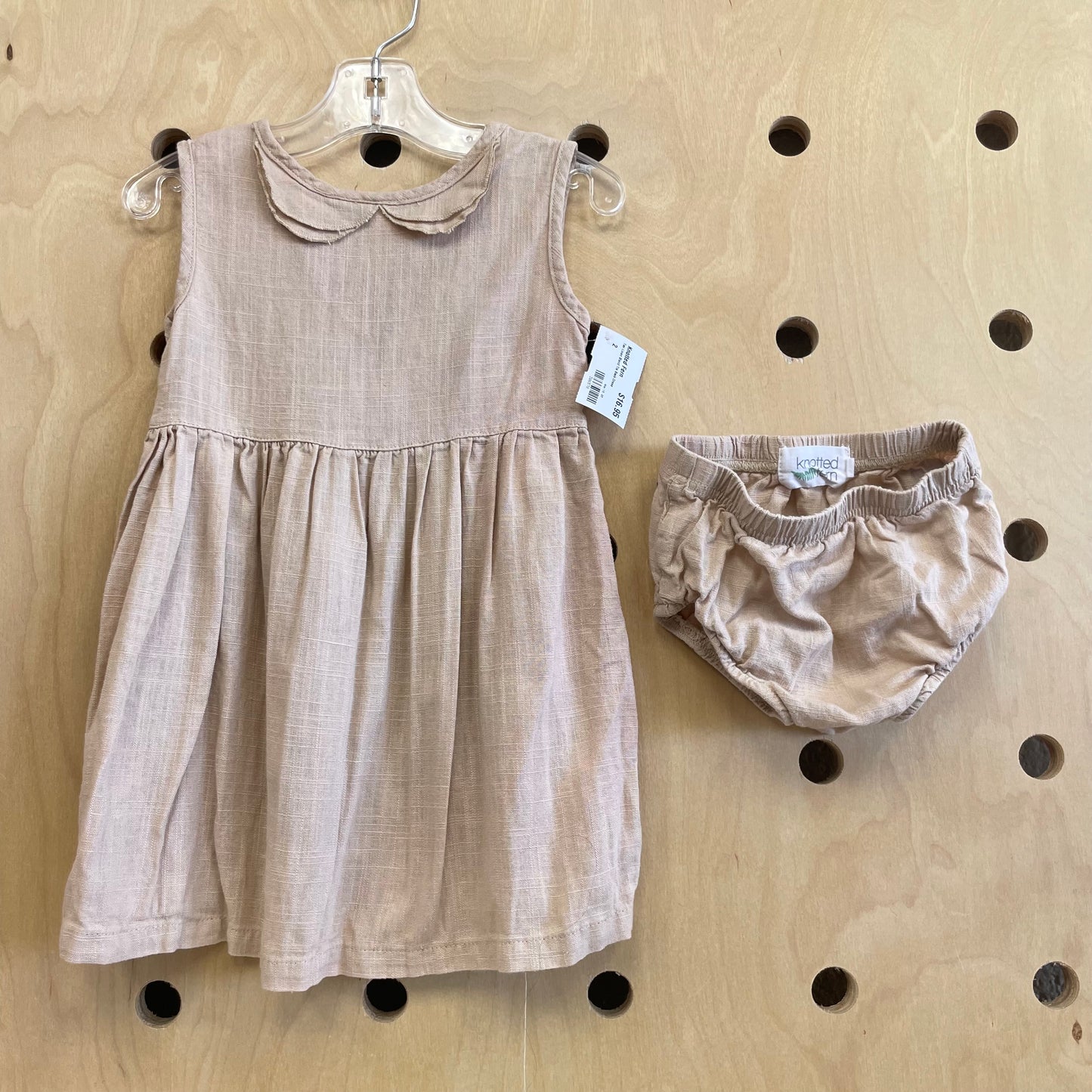 Tan Linen Blend Tie Back Dress