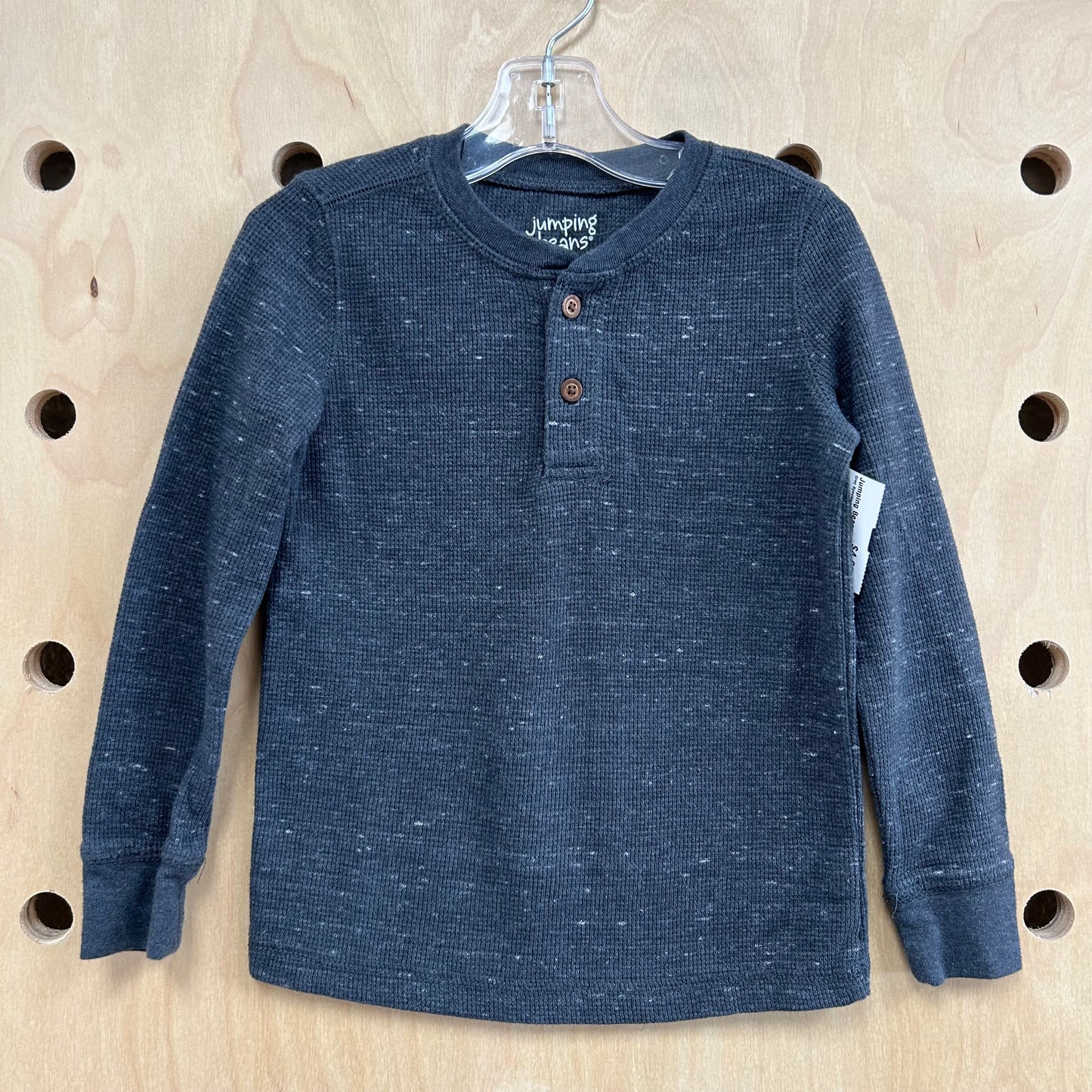 Grey Speckled Waffle Henley