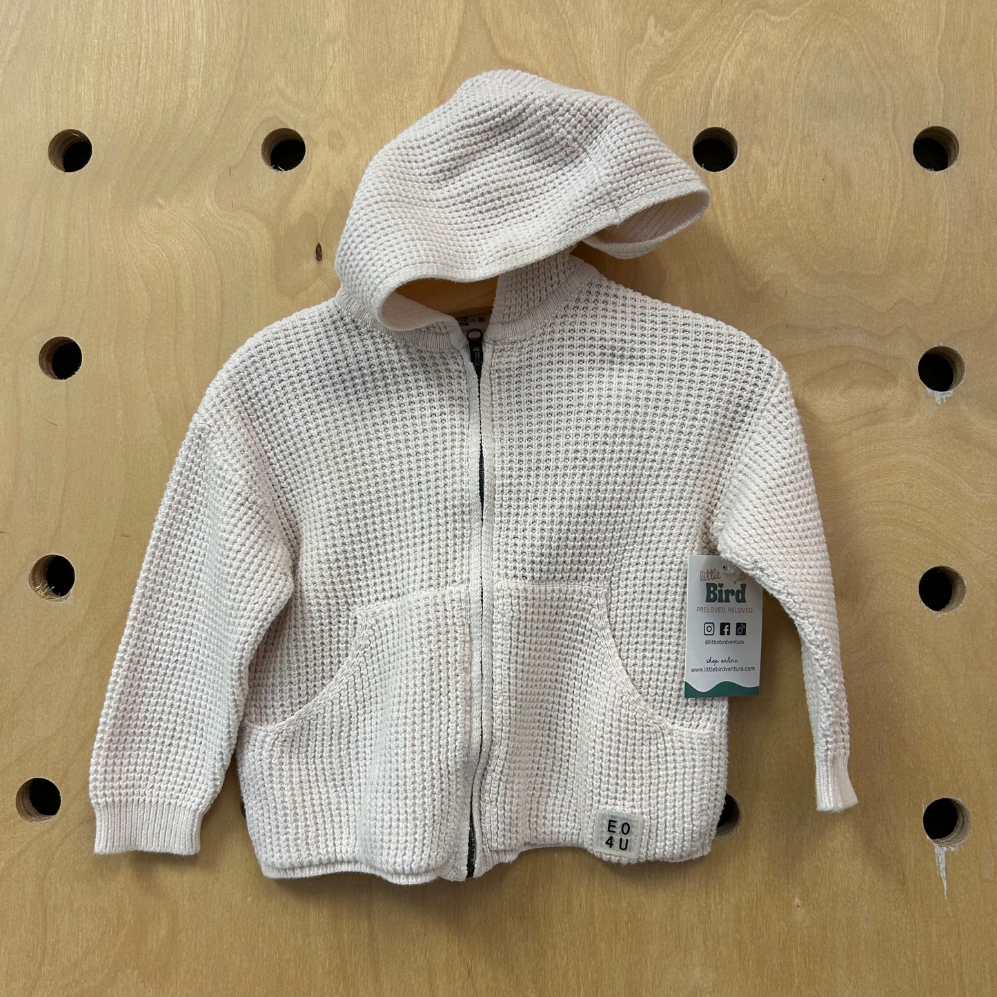Cream Waffle Zip Hoodie