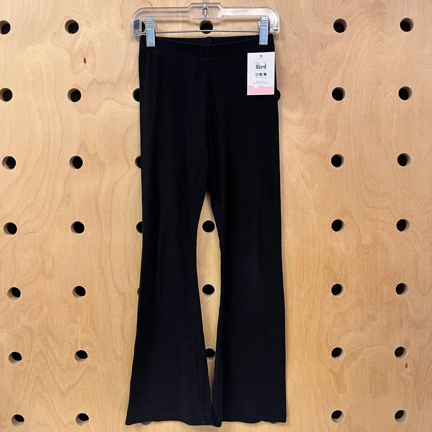 Black Ribbed Flare Leggings
