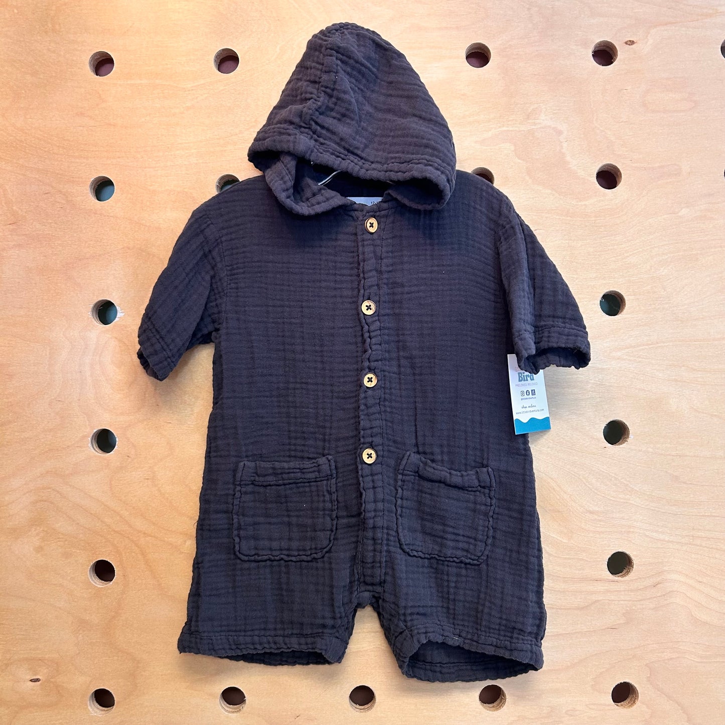 Black Gauze Hooded Romper