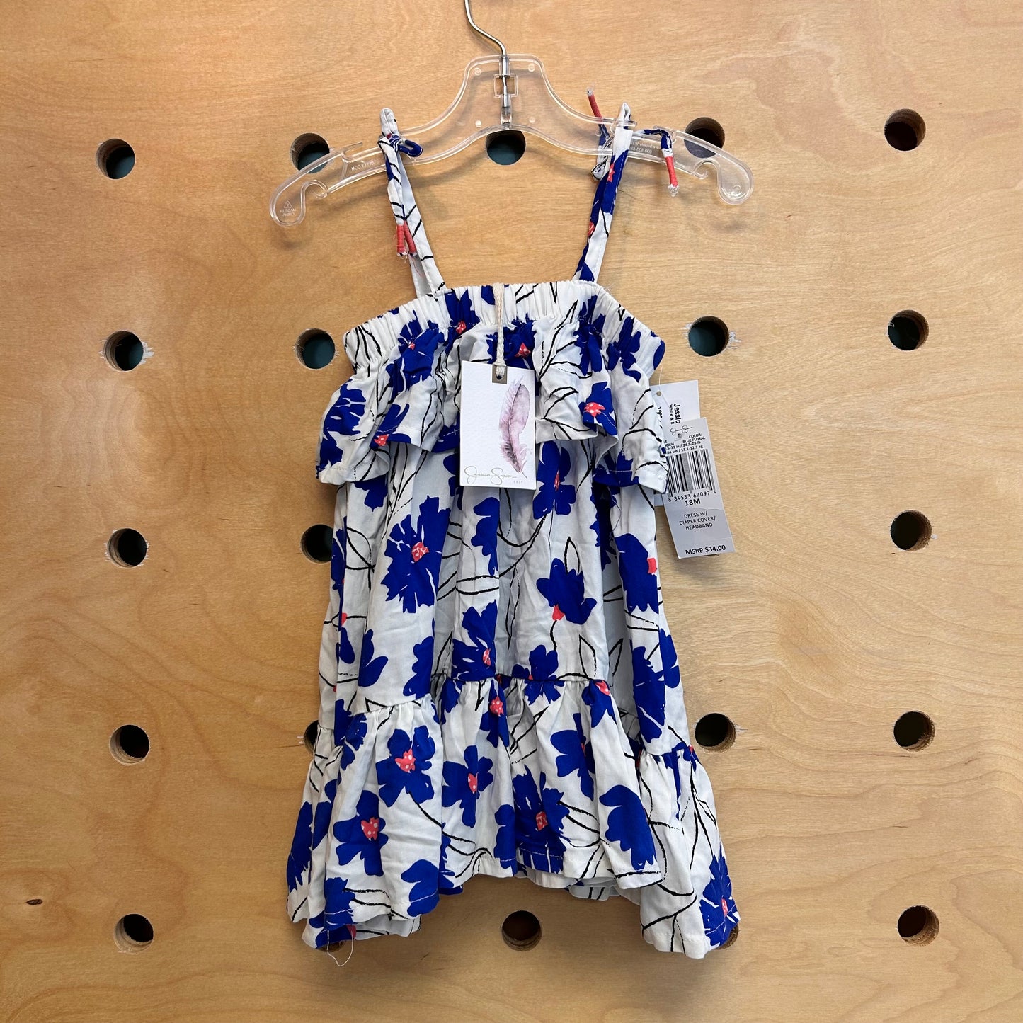 White & Blue Floral Dress NEW!