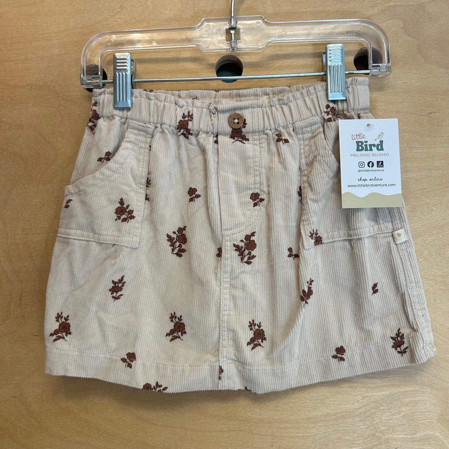 Organic Tan/Brown Floral Cord Skirt
