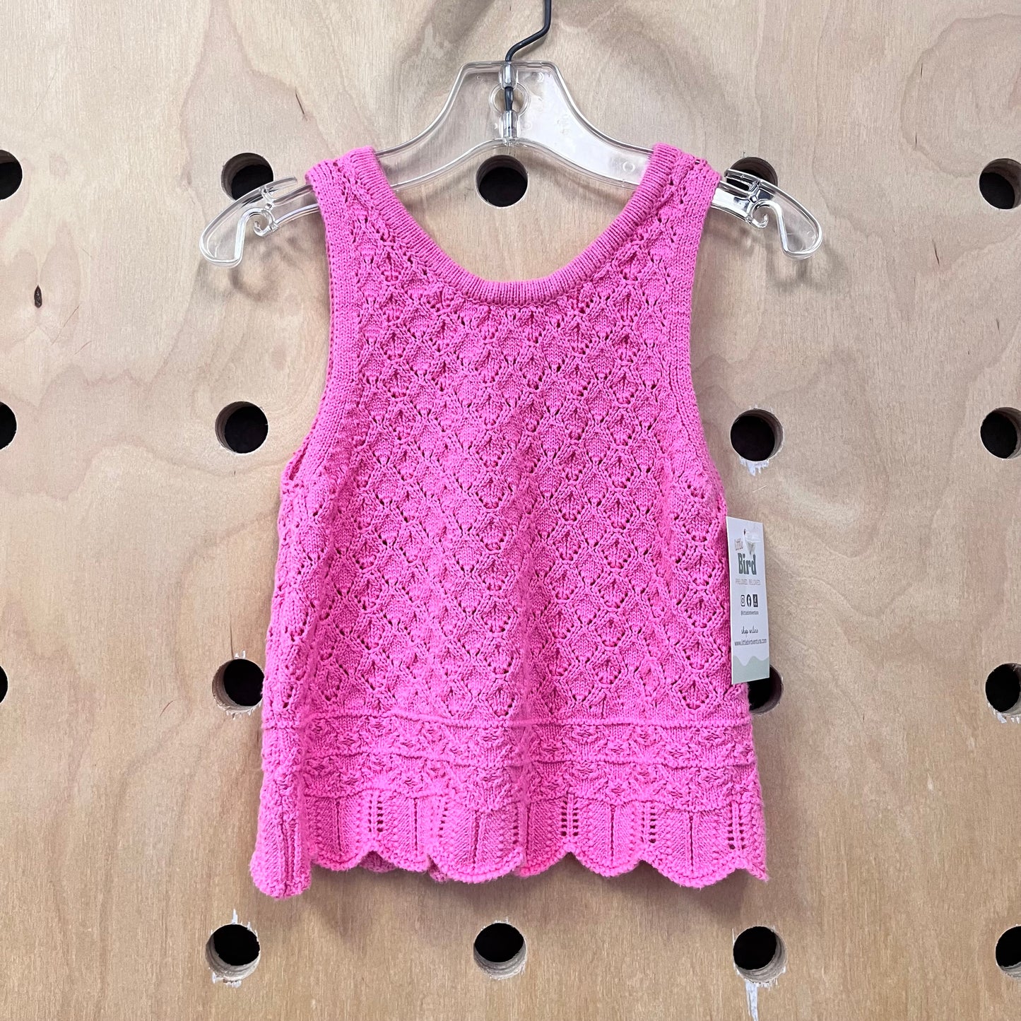 Pink Scalloped Hem Knit Tank