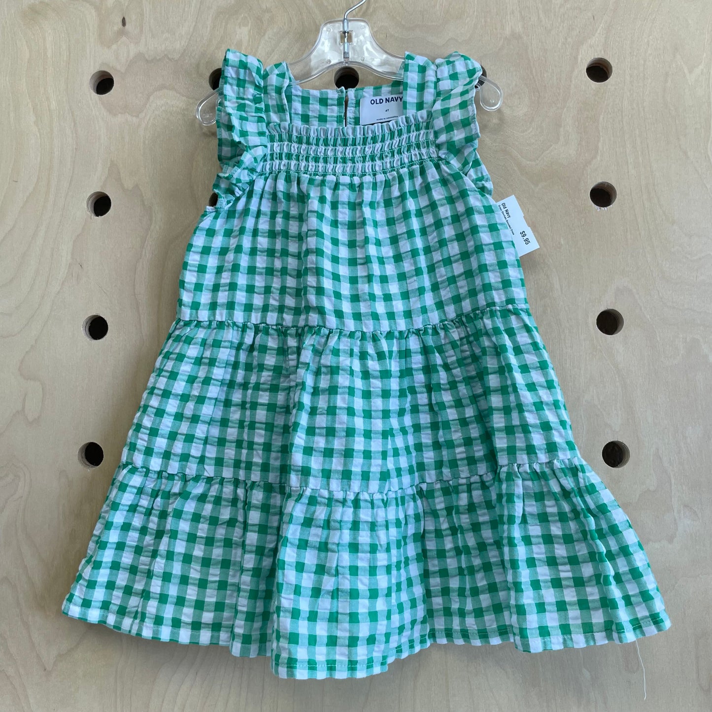 Green Gingham Smocked Dress