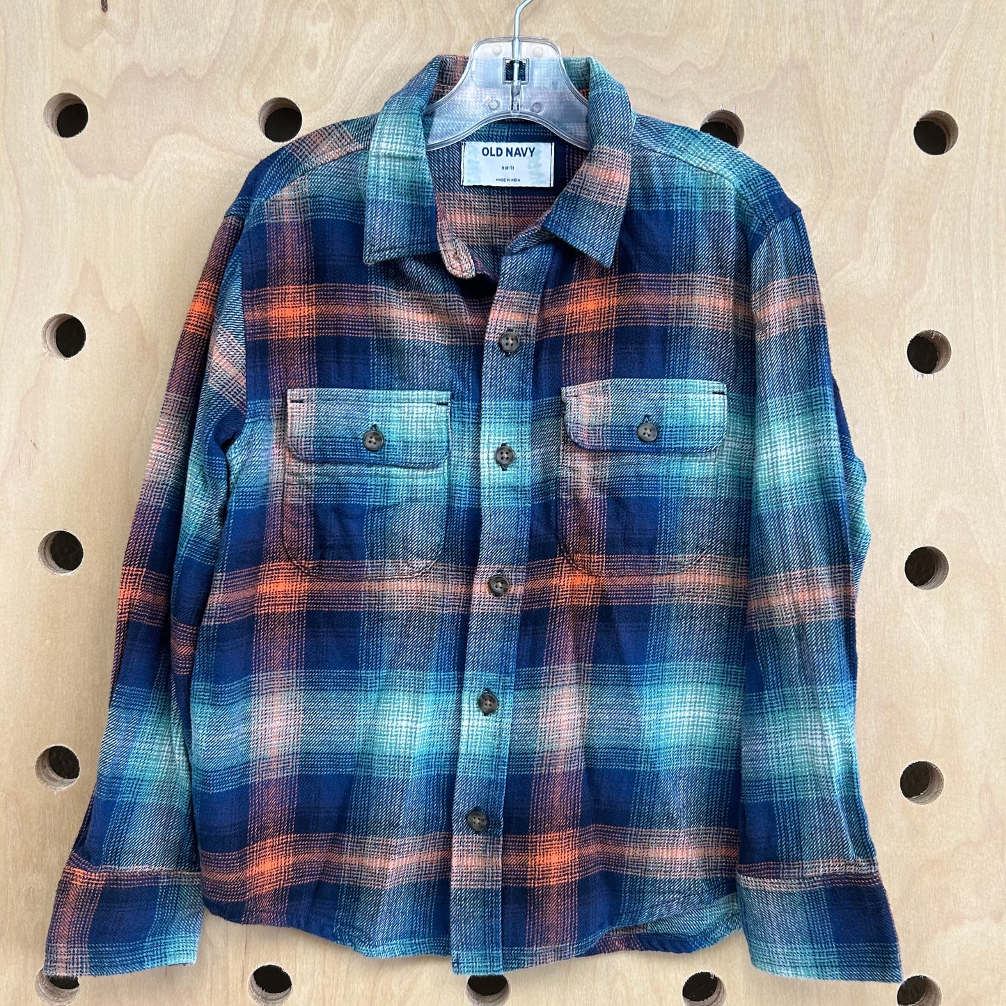Blue & Orange Plaid Flannel