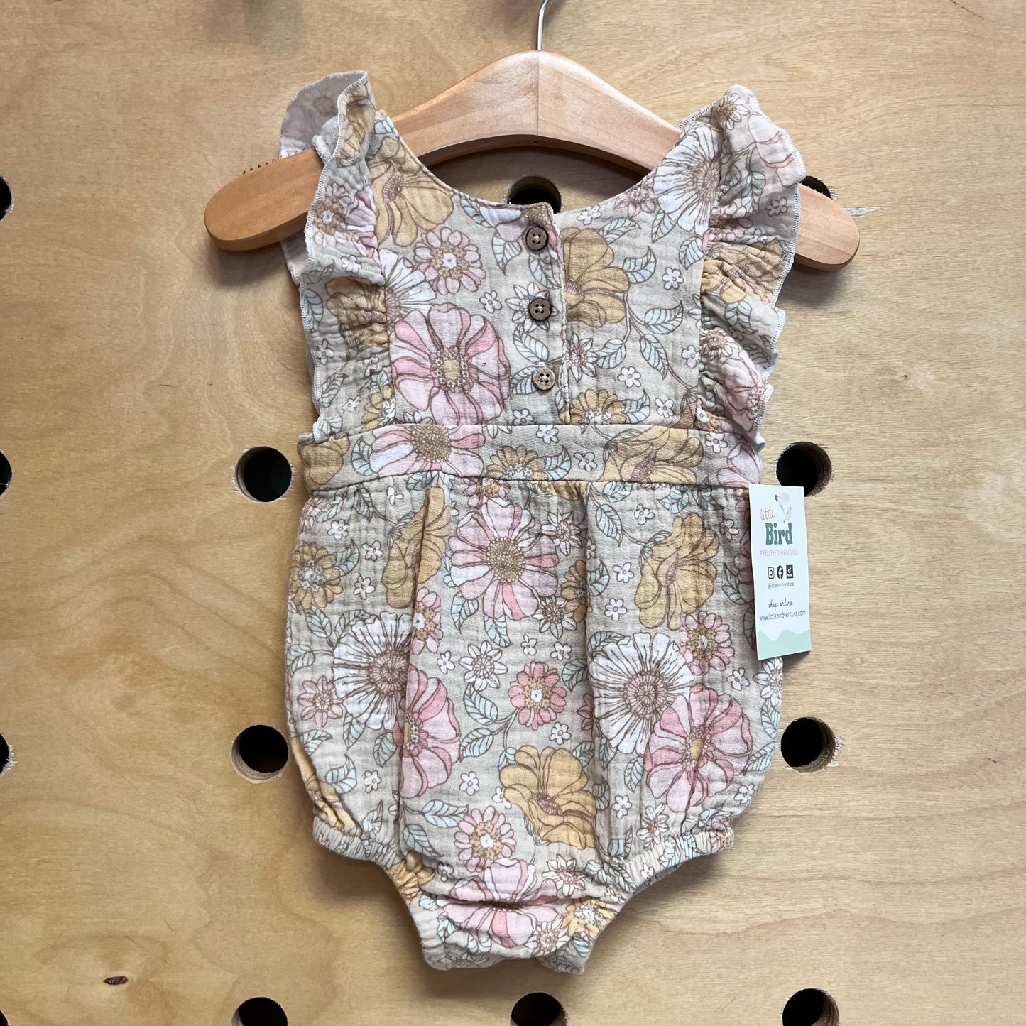 Beige Floral Organic Gauze Romper