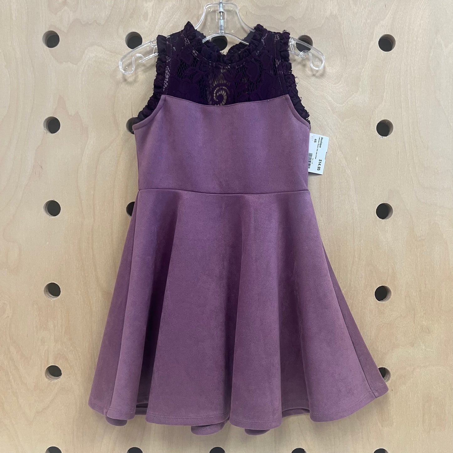 Lavender Suede Like Lace Dress