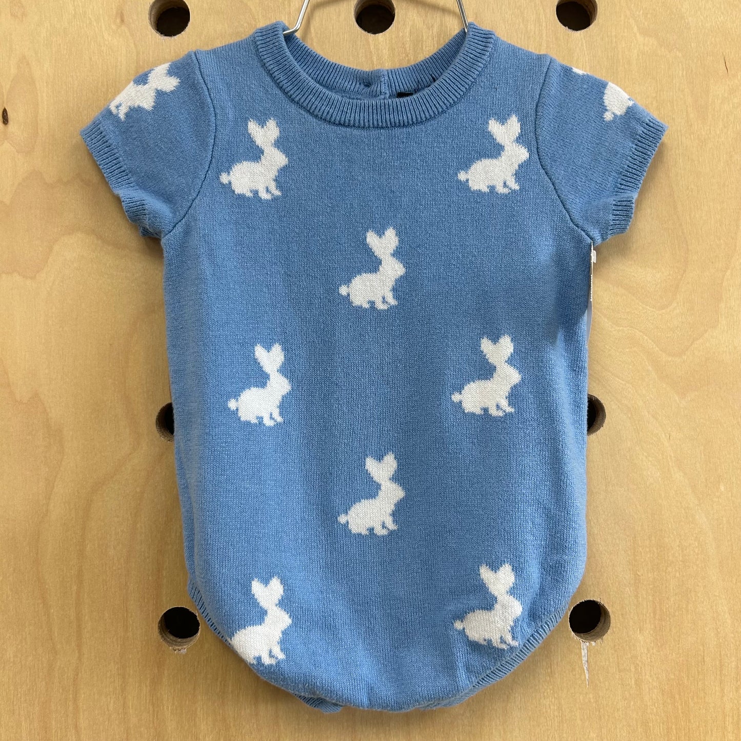 Blue Bunny Knit Bubble Romper