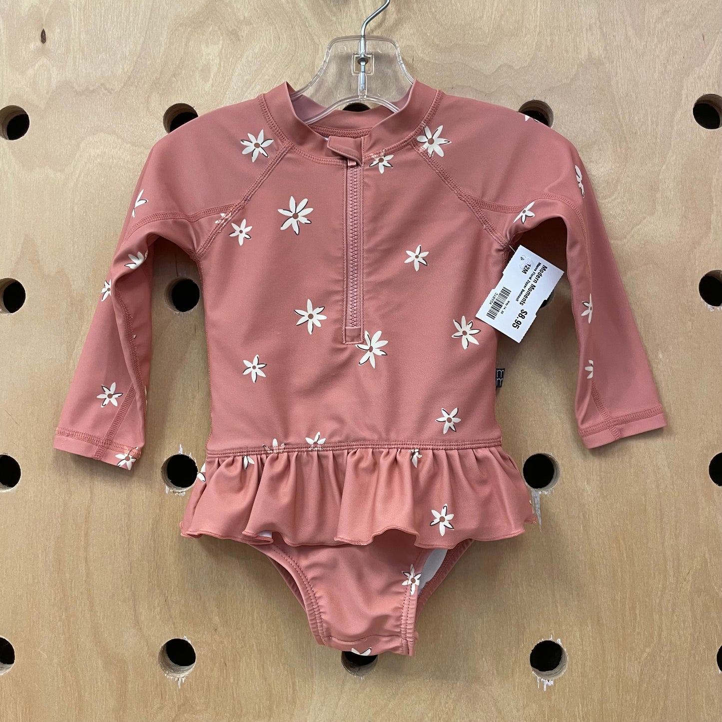 Mauve Floral Zipper Swimsuit