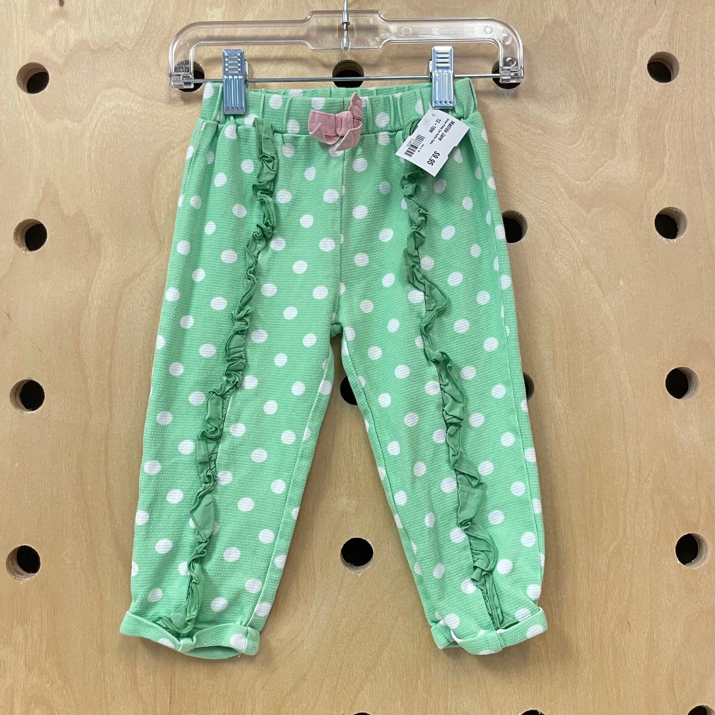 Green Polka Dot Ruffle Pants