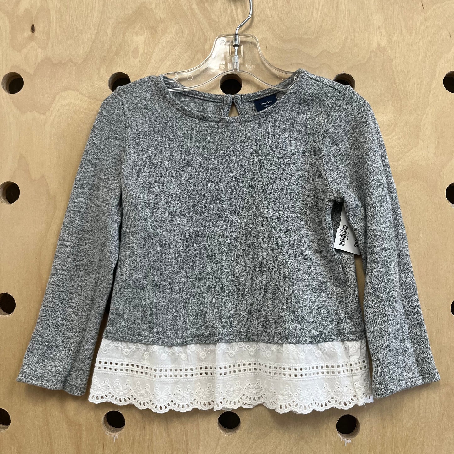 Grey Eyelet Trim Top