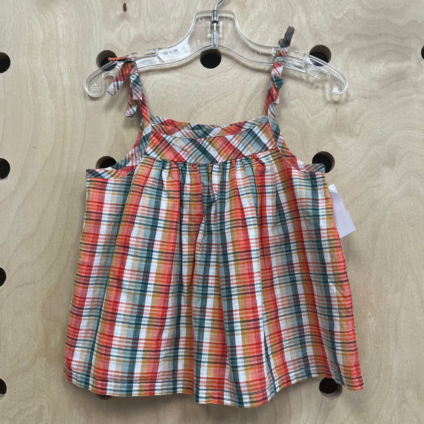 Orange & Teal Plaid Tank