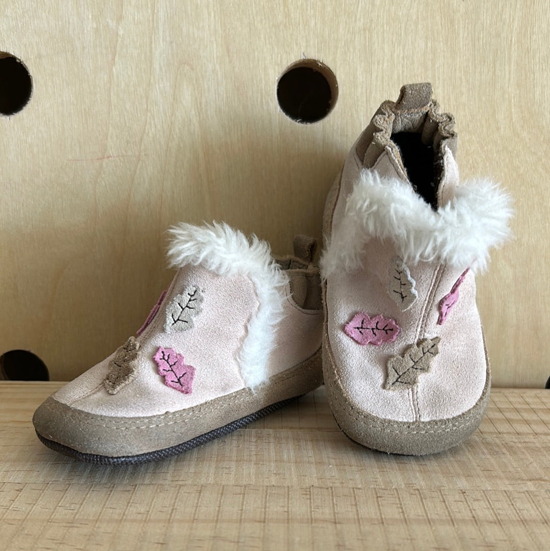 Pink & Tan Leaf Soft Soles