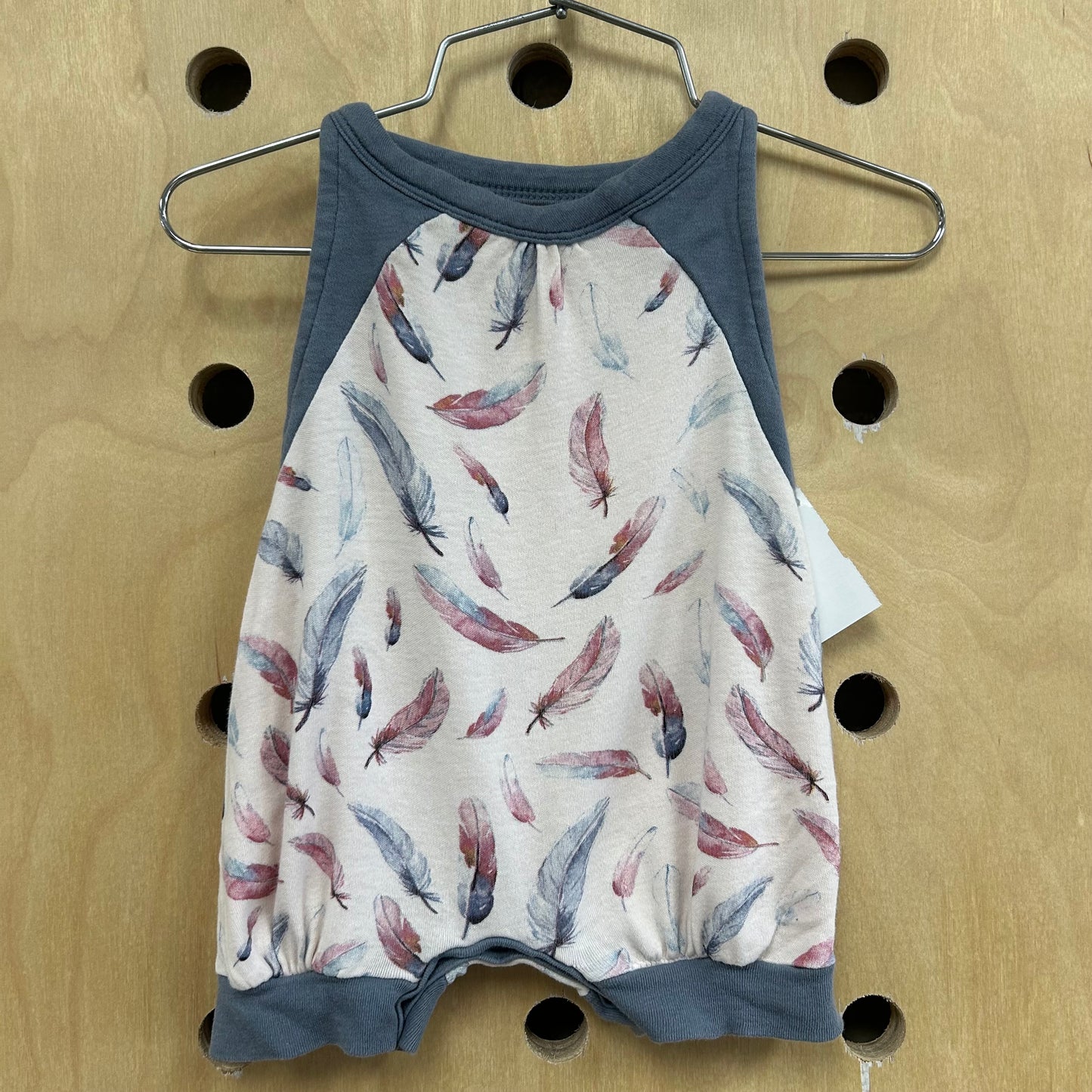 Pink & Grey Organic Feather Romper