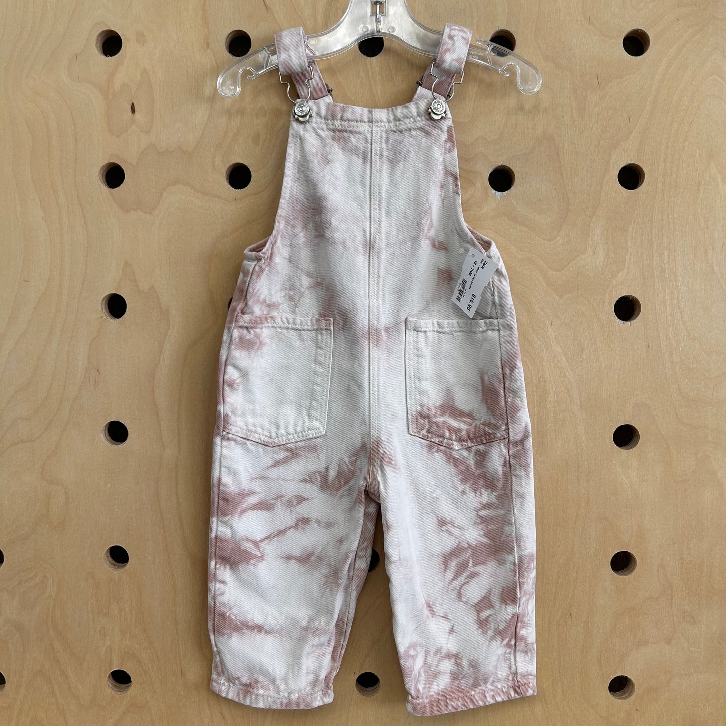Pink + White Tie Dye Overalls