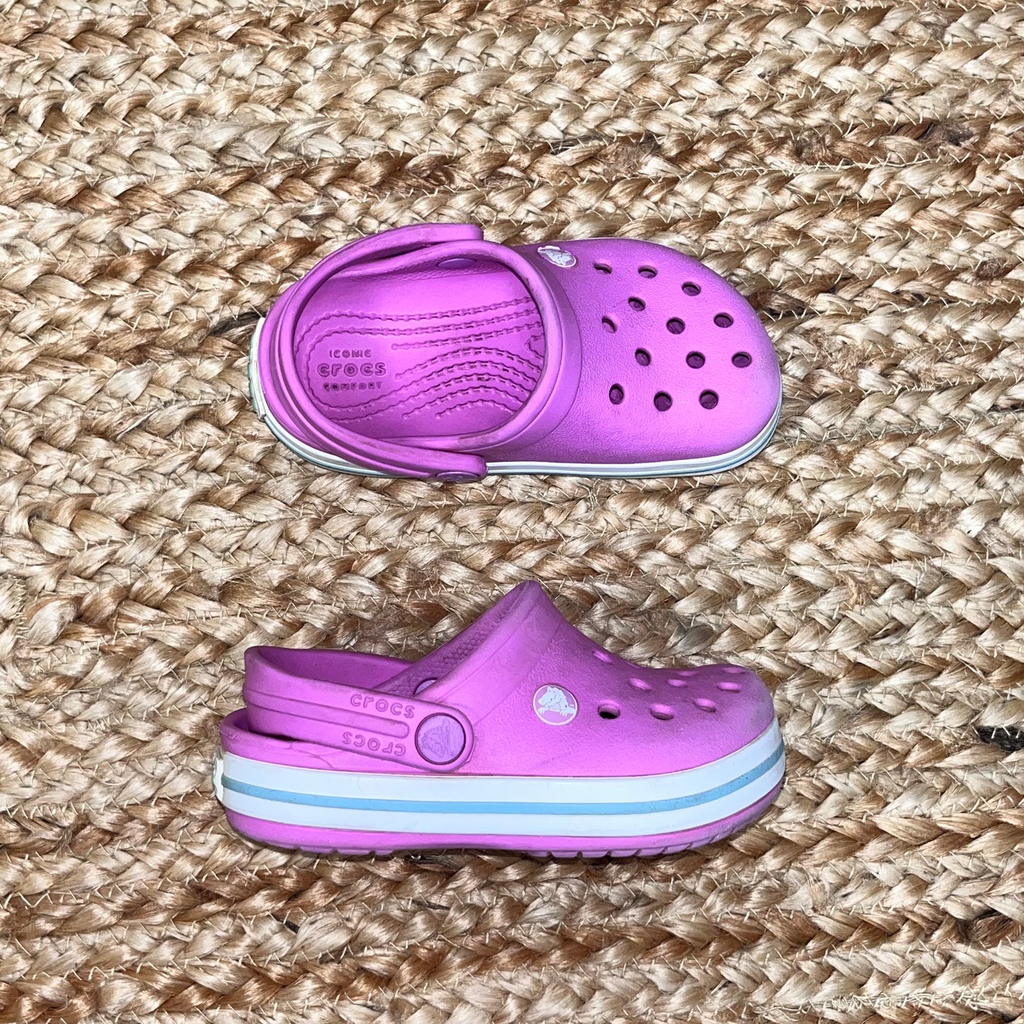 Pink & White/Blue Perforated Clogs
