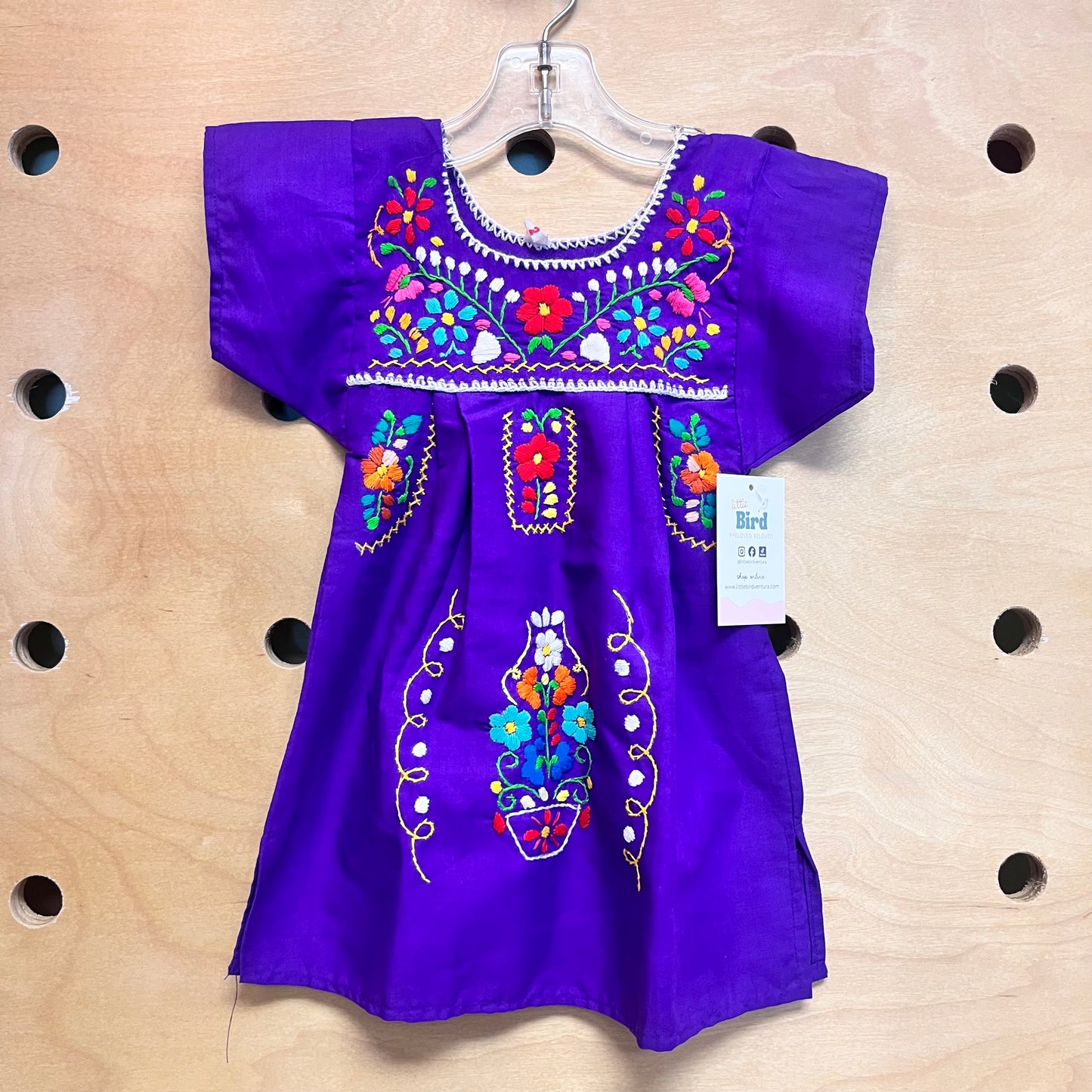 Purple Embroidered Floral Dress