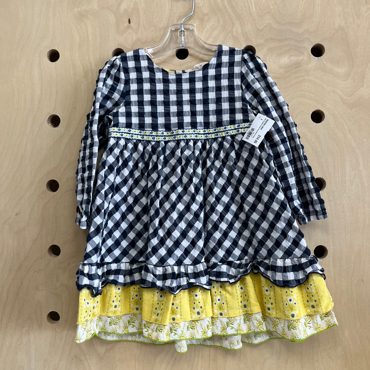 Blue Gingham Yellow Floral Bottom Dress