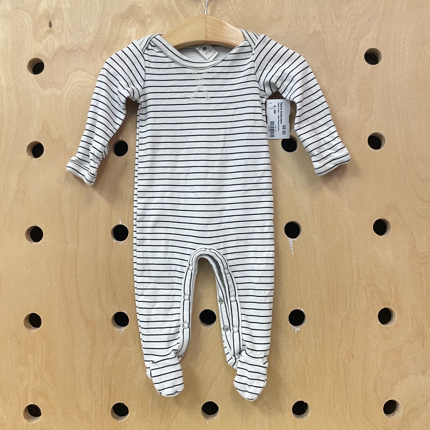 Organic Cream + White Striped Footies