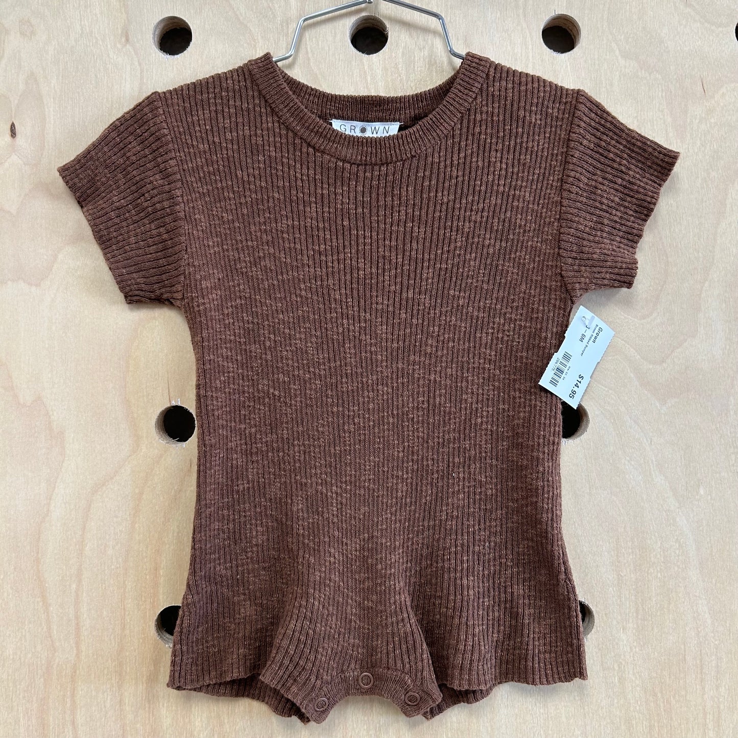 Brown Ribbed Romper