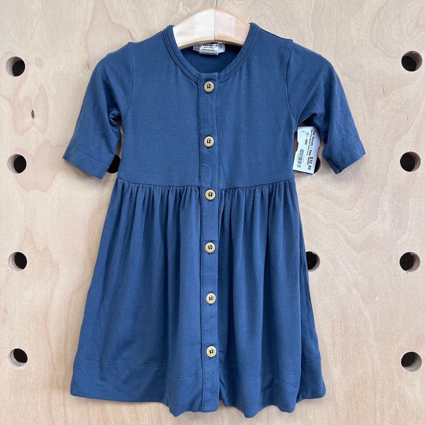 Blue Grey Bamboo Button Dress
