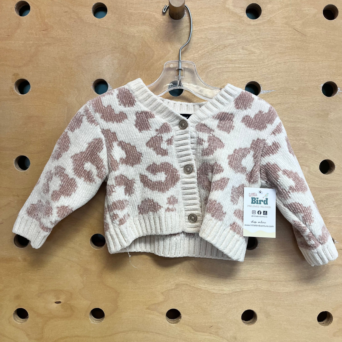 Cream/Pink Animal Print Cardigan
