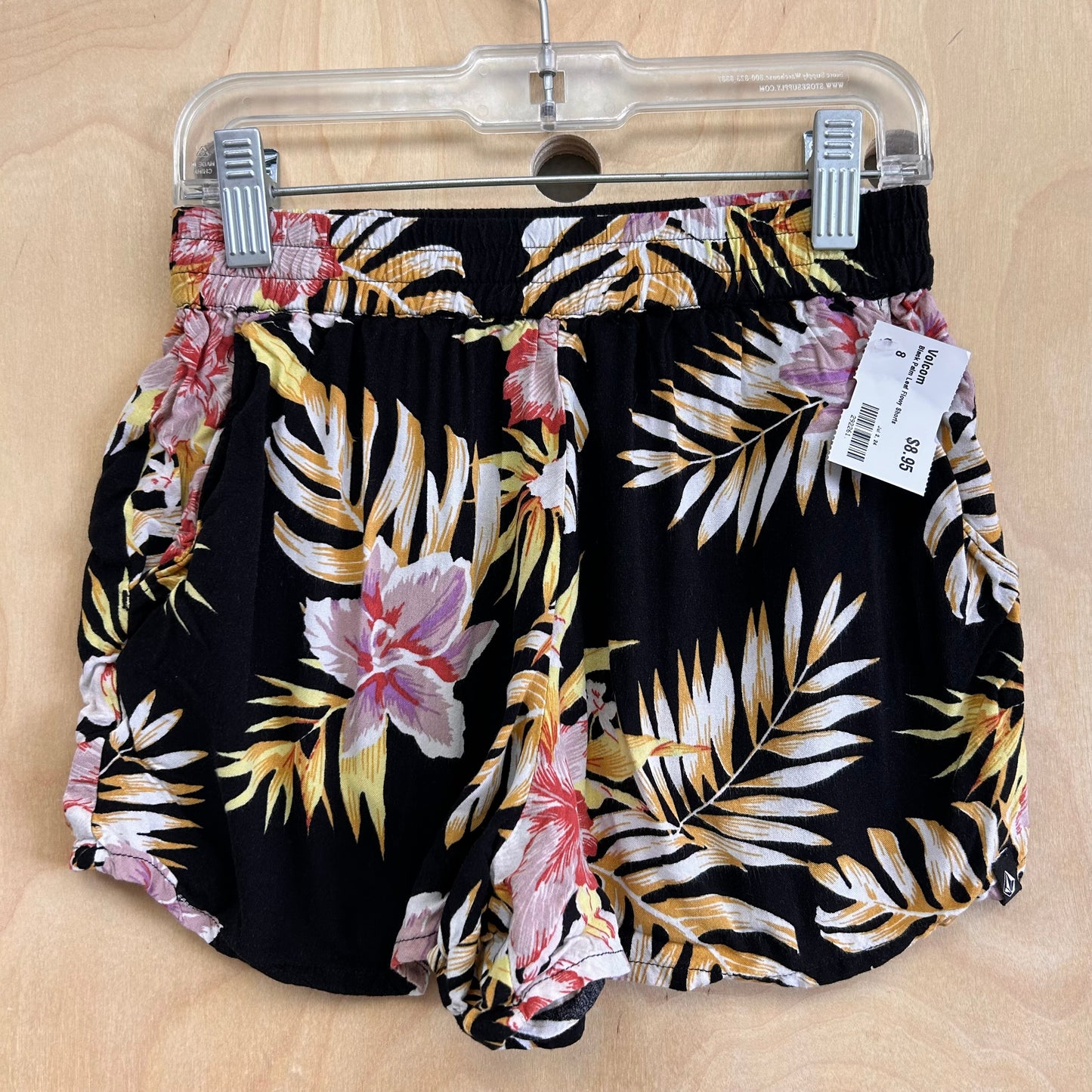 Black Palm Leaf Flowy Shorts
