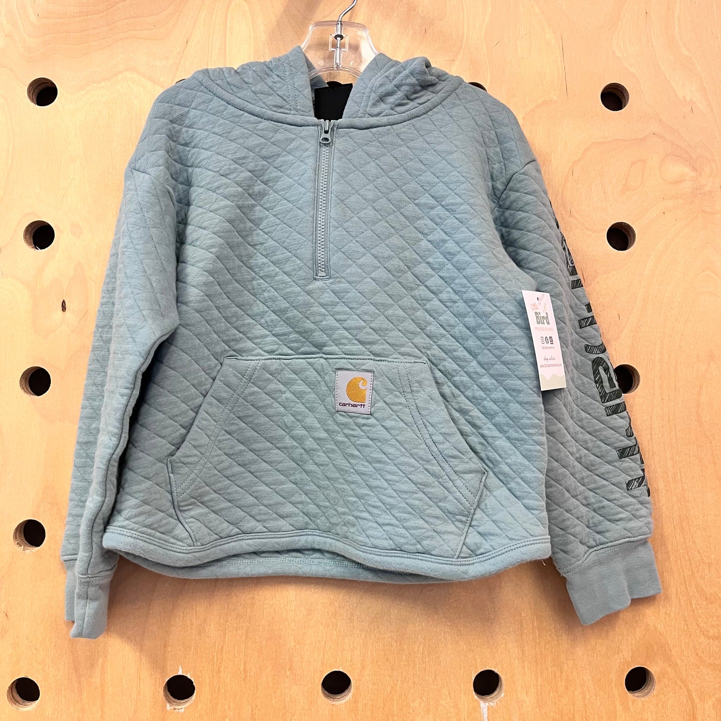 Green Quilted 1/4-Zip Hoodie