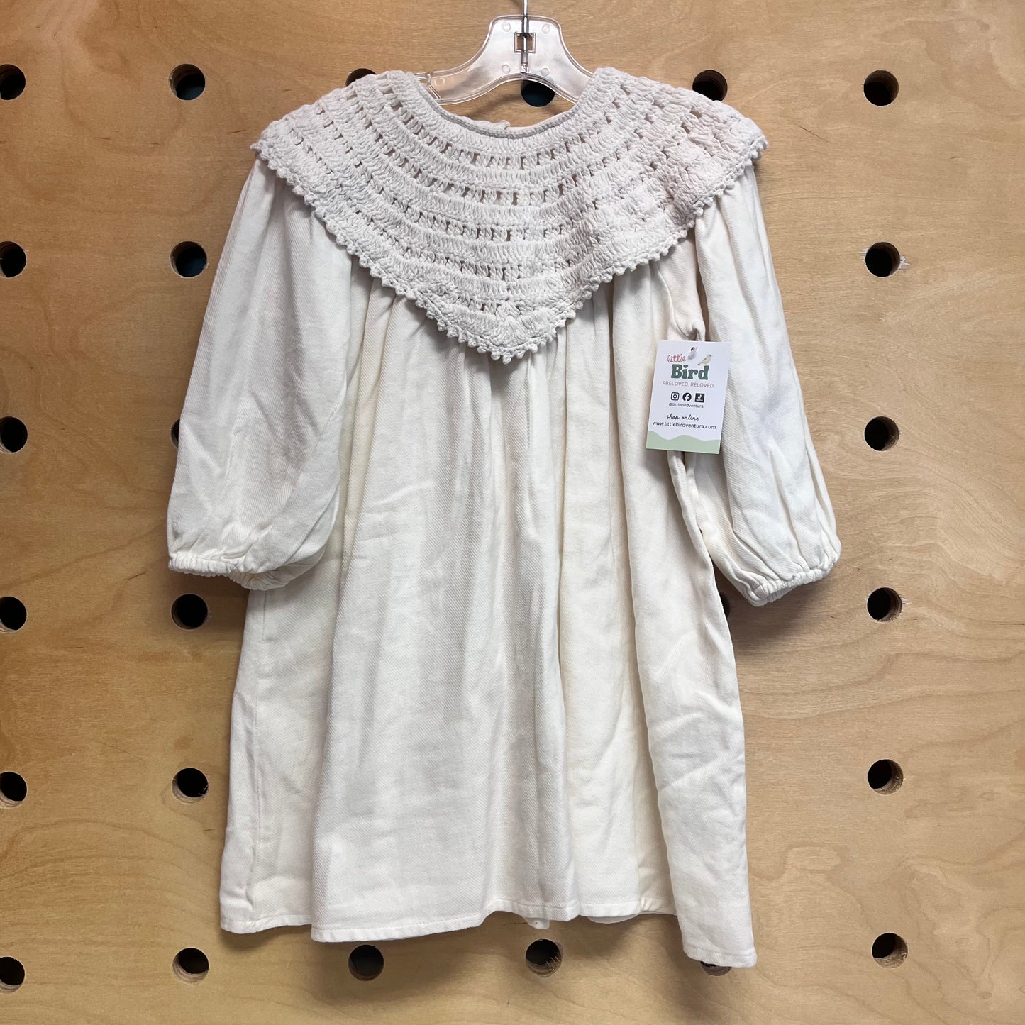 Creme Crochet Collar Cotton Dress