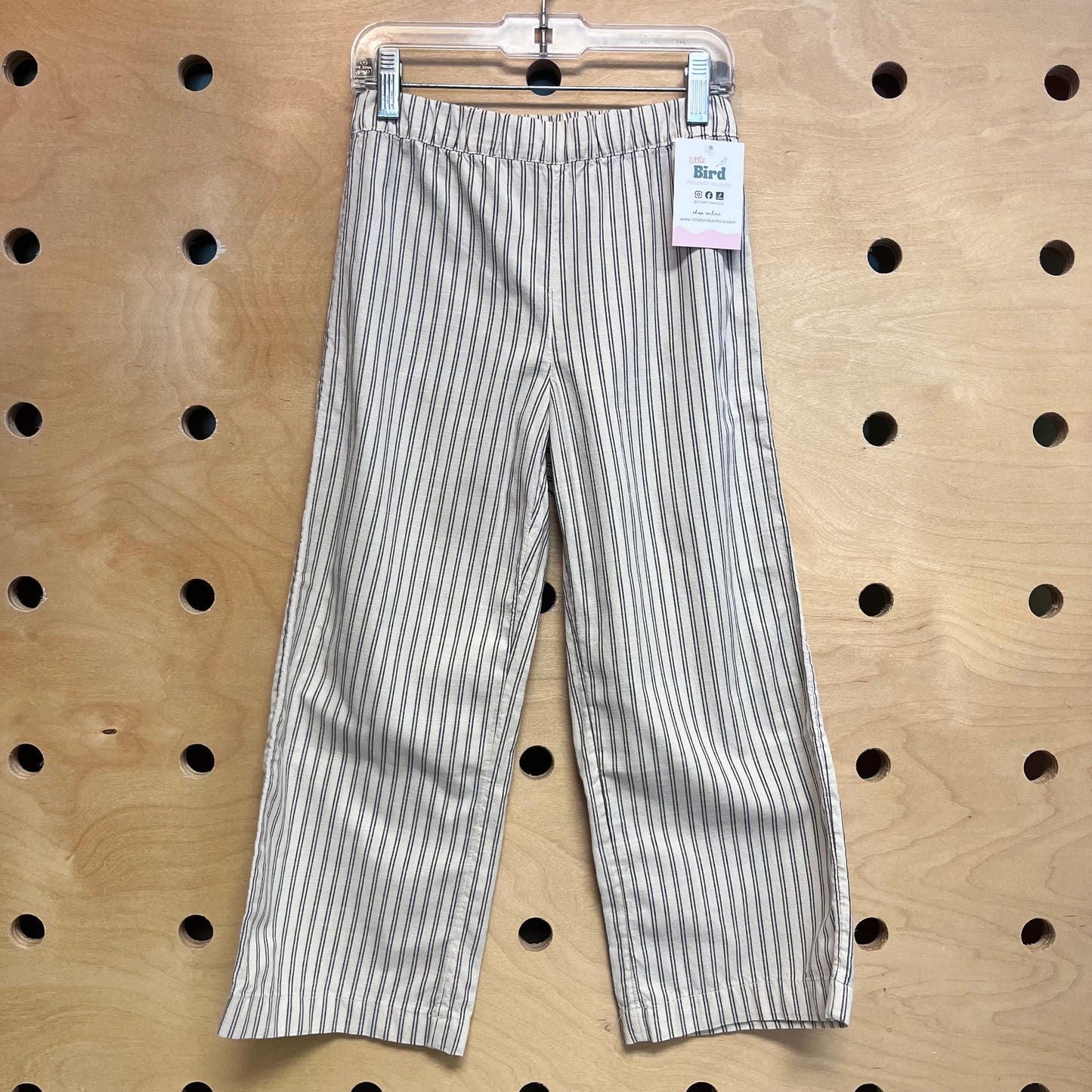 Cream & Grey Striped Cotton Pants